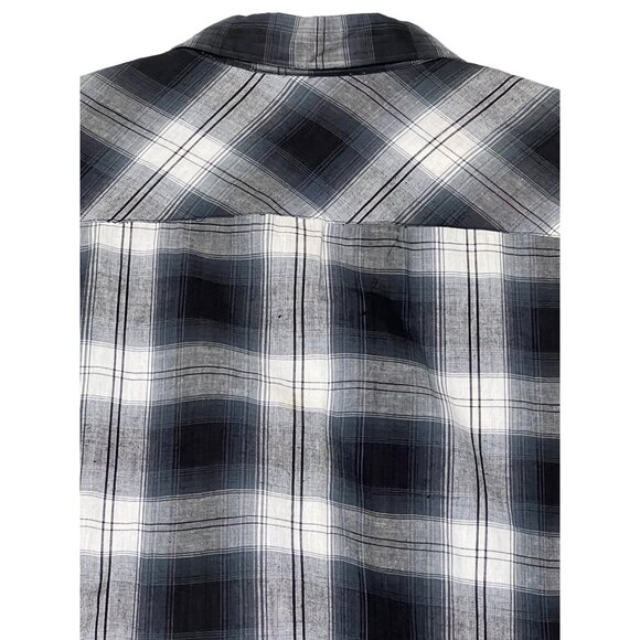 Class by Just Class Women Plaid Long Sleeve Button-Up Shirt Size L Black & White - Picture 8 of 16
